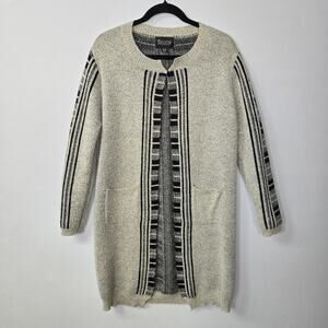Mia Maddison Duster Cardigan Sweater, Black and Tan Size XL